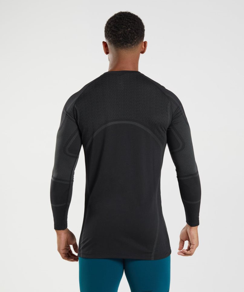 Men's Gymshark 315 Long Sleeve T-Shirts Black | NZ 0ATNIQ